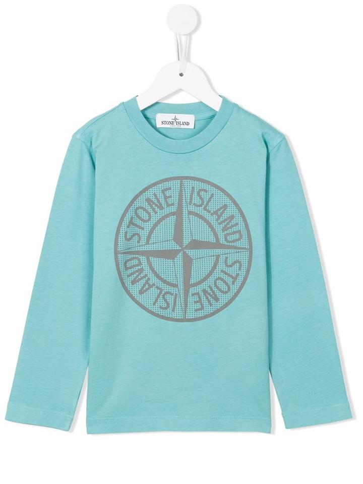 Stone Island Kids Logo Print T-shirt, Boy's, Size: 12 Yrs, Blue