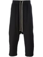 Rick Owens Drop-crotch Cropped Trousers, Men's, Size: 48, Black, Cotton/virgin Wool