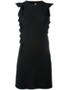 Love Moschino Ruffled Trim Dress, Women's, Size: 42, Black, Viscose/polyester