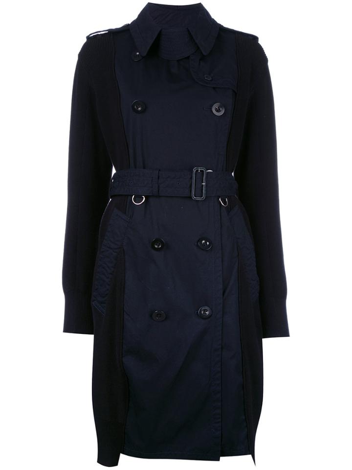 Sacai Belted Trench Coat - Blue