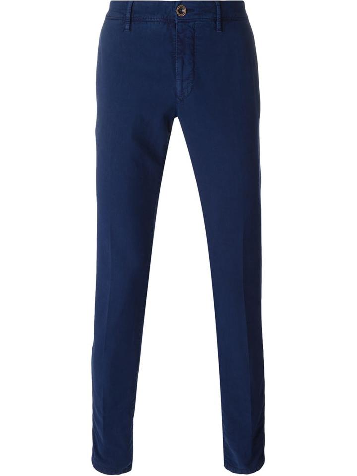 Incotex Classic Chinos, Men's, Size: 35, Blue, Cotton/spandex/elastane