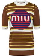 Miu Miu Logo Knit Pullover - Brown