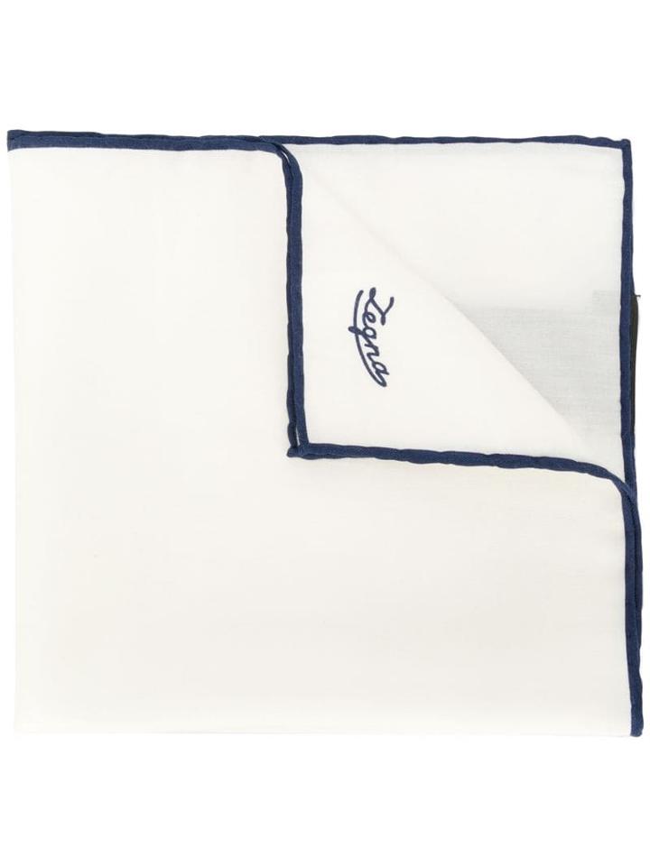 Ermenegildo Zegna Trimmed Pocket Square - White