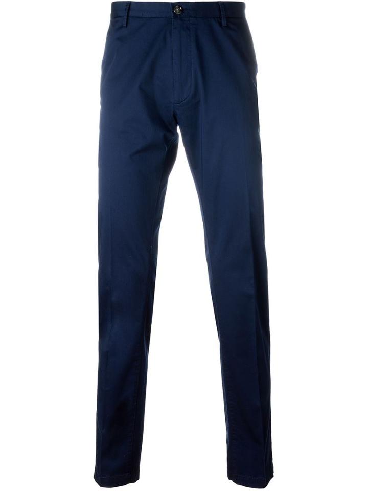 Boss Hugo Boss Tailored Trousers, Men's, Size: 54, Blue, Cotton/spandex/elastane