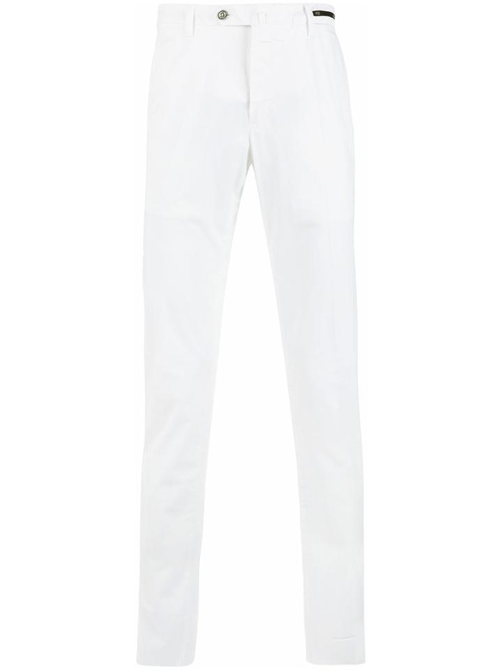 Pt01 Straight-cut Chino Trousers, Men's, Size: 52, White, Cotton/spandex/elastane