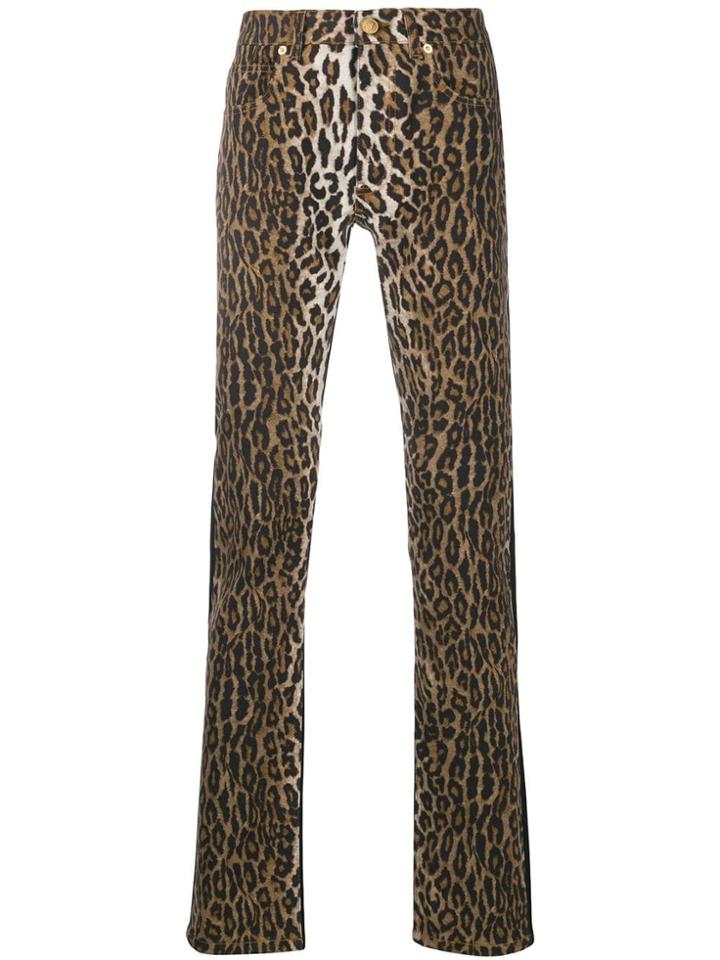 Versace Leopard Print Panel Jeans - Black