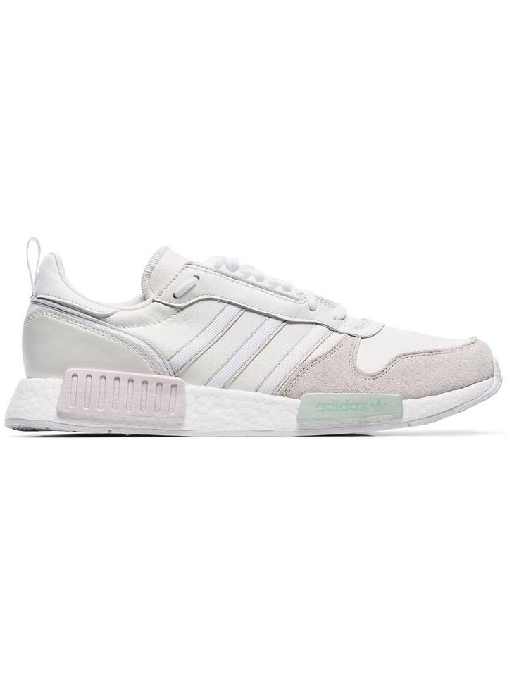 Adidas White Never Made Rising Star R1 Leather And Suede Sneakers