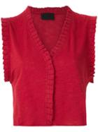 Andrea Bogosian Pleated Trim Poncho Blouse - Red