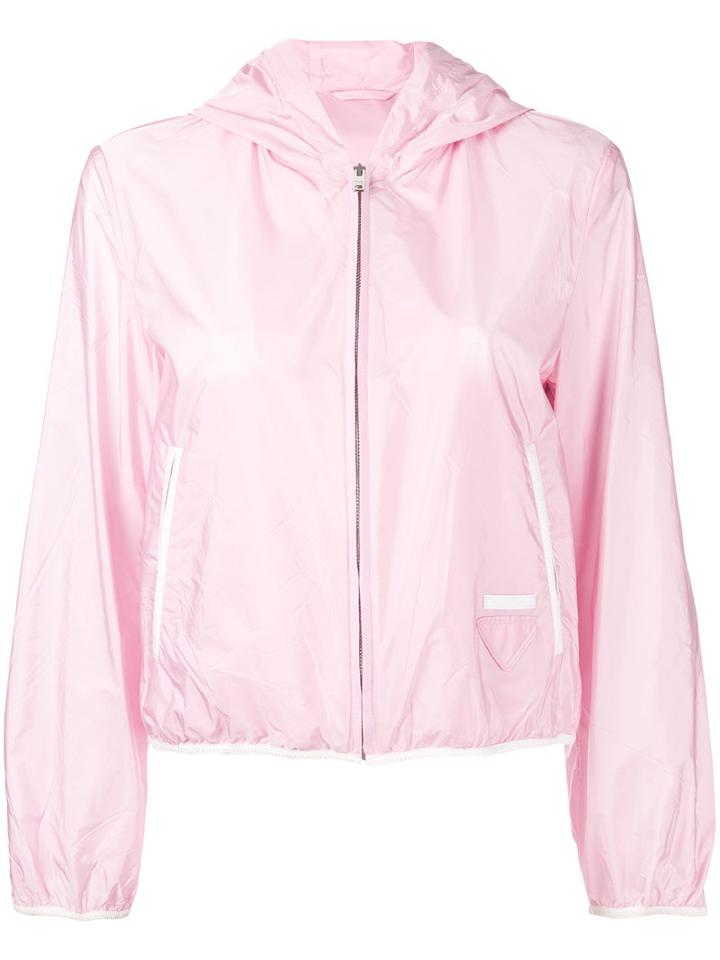 Prada Hooded Zip Up Jacket, Women's, Size: 42, Pink/purple, Polyamide