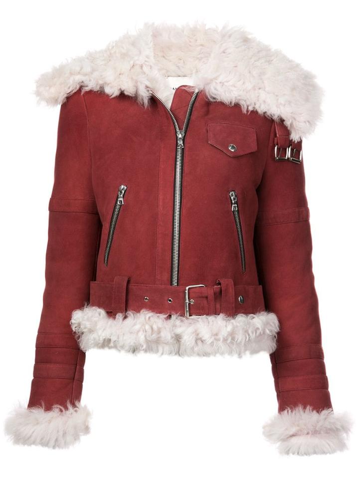 Sandy Liang Zipped Shearling Jacket - Red