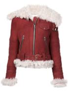 Sandy Liang Zipped Shearling Jacket - Red