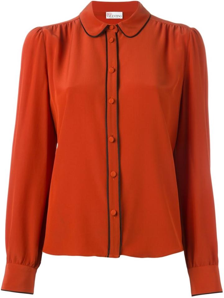Red Valentino Round Collar Shirt, Women's, Size: 44, Yellow/orange, Silk