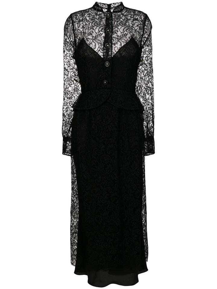 Alessandra Rich Lace Button Dress - Black