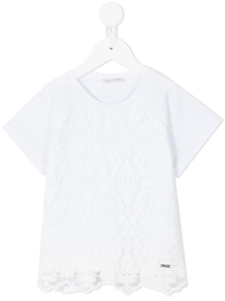 Liu Jo Kids - Lace Front T-shirt - Kids - Cotton/spandex/elastane - 2 Yrs, White