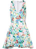 Alice+olivia Floral Print Draped Dress, Women's, Size: 2, White, Cotton/polyester/spandex/elastane