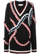 Emilio Pucci V-neck Jumper, Size: Medium, Black, Merino/viscose/polyester