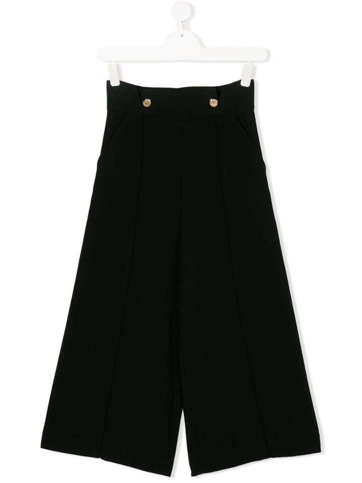 Elisabetta Franchi La Mia Bambina Wide Leg Trousers - Black