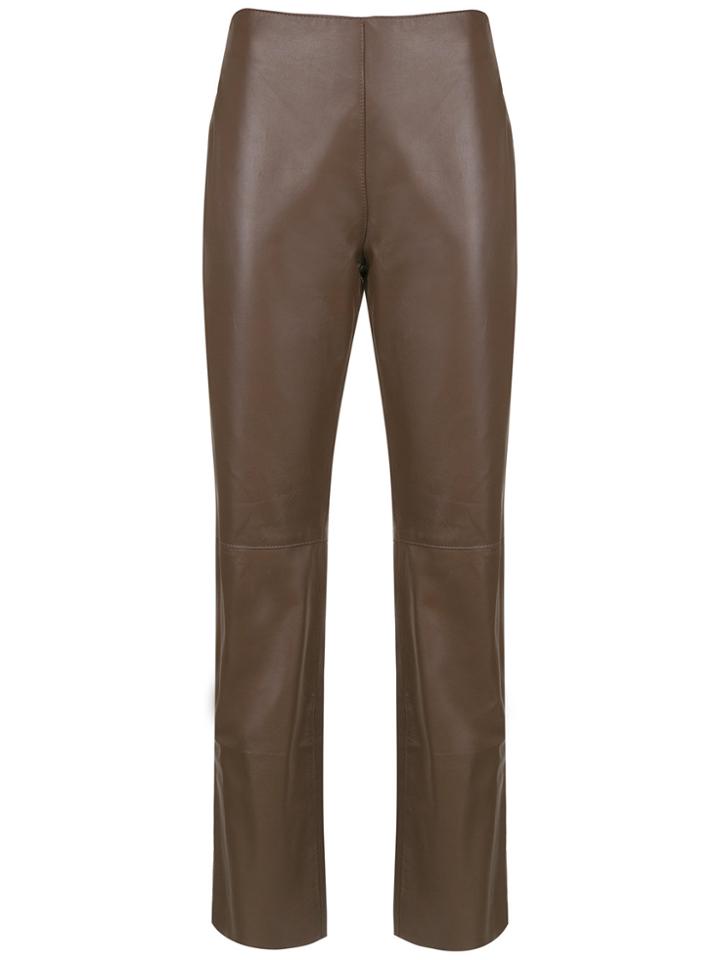 Egrey Leather Straight-fit Trousers - Brown
