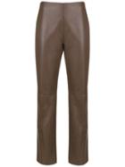Egrey Leather Straight-fit Trousers - Brown