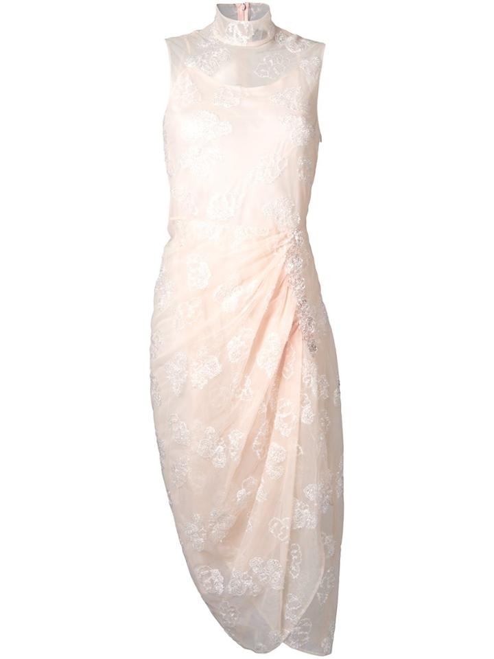 Simone Rocha Embroidered Overlay Dress - Nude & Neutrals