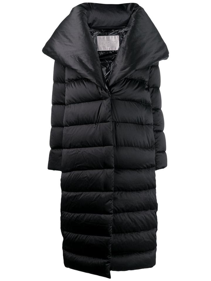 Herno Oversized Lapel Padded Coat - Black
