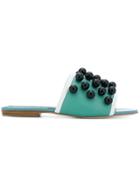 Emilio Pucci Faux Pearl-embellished Slides - Green