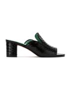 Blue Bird Shoes Python Skin Mules - Black