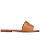 Tory Burch Double T Logo Sandals - Brown