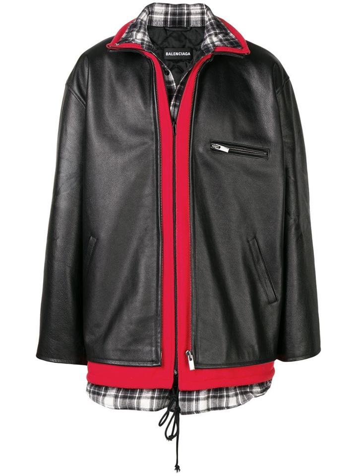 Balenciaga Layered Leather Jacket - Black