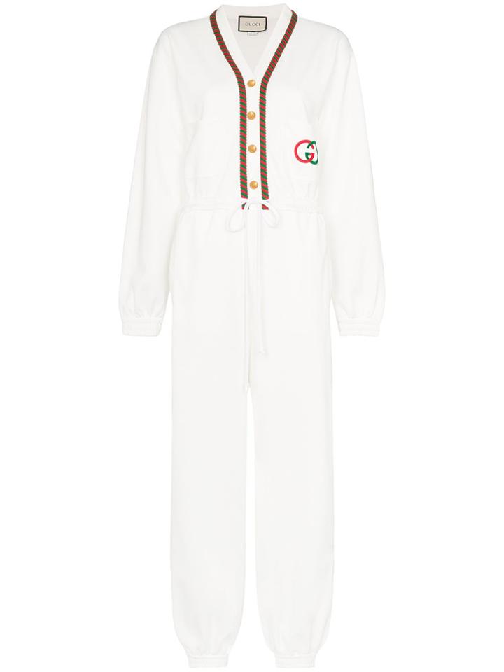 Gucci Striped Logo Jumpsuit - White