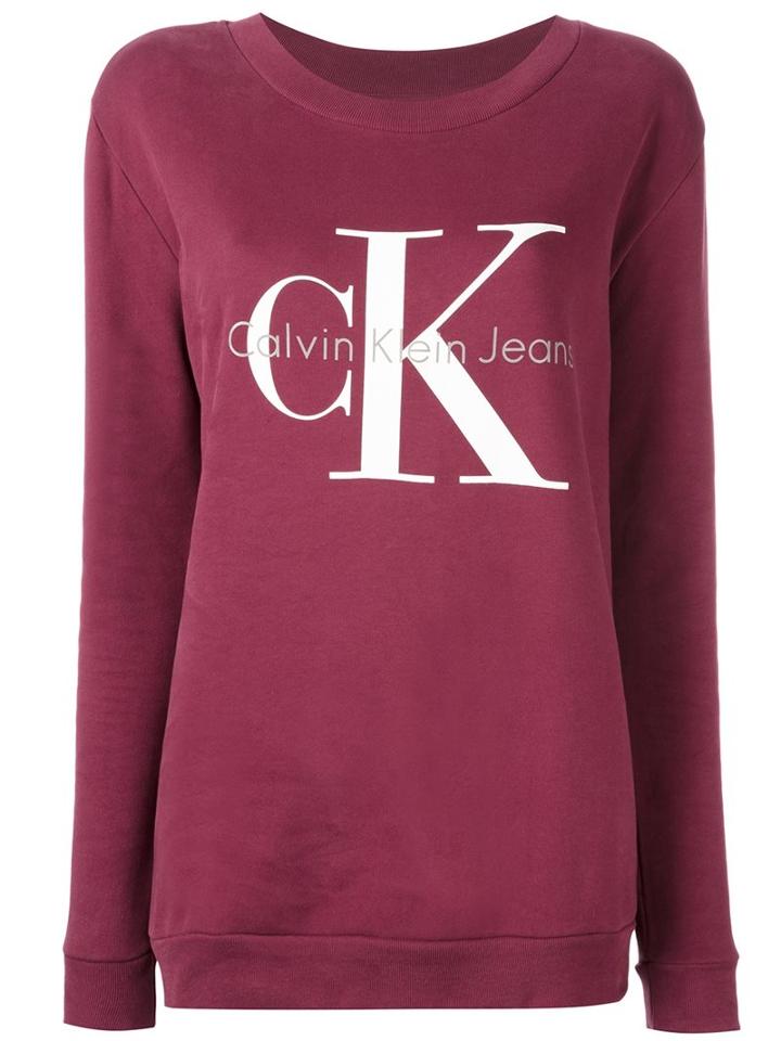 Calvin Klein Jeans Logo Print Sweatshirt, Women's, Size: Medium, Red, Cotton