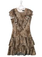 Monnalisa Teen Leopard Print Dress - Brown