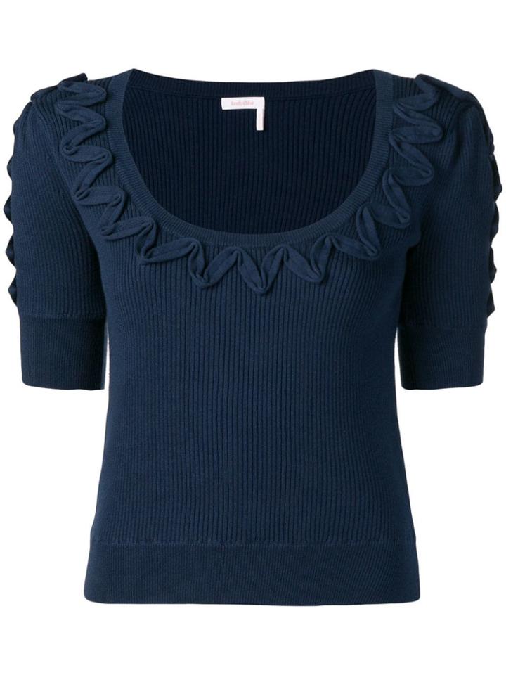 See By Chloé Appliqué Detail Knitted Top - Blue