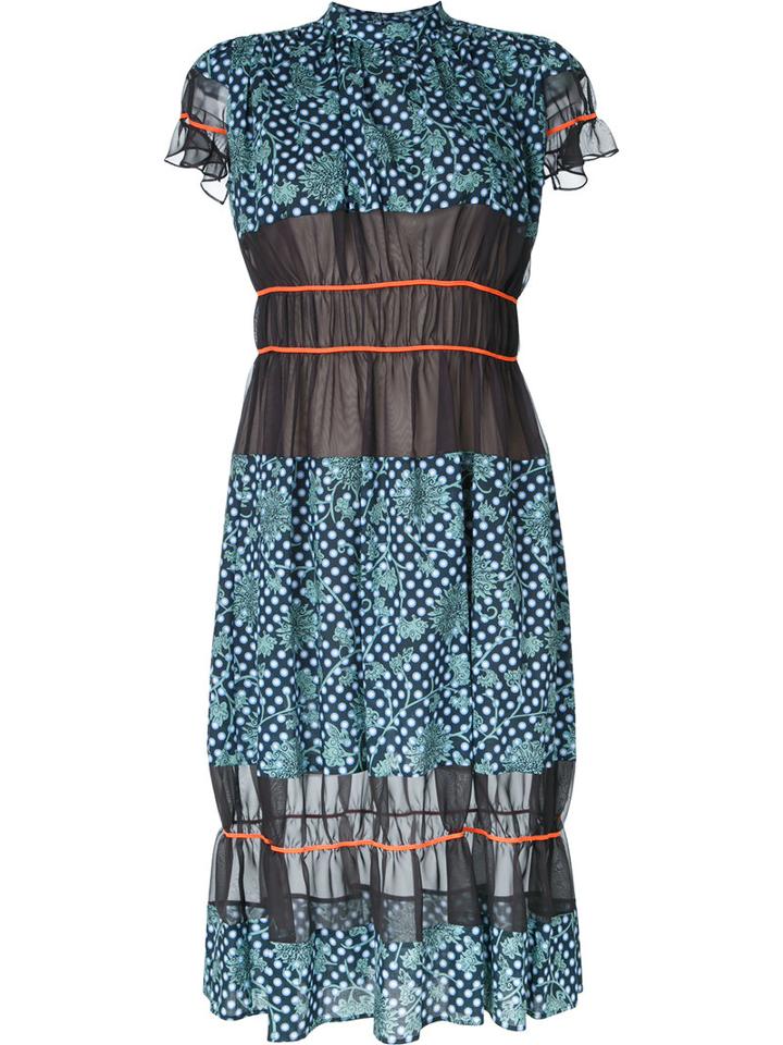 Kolor Sheer Flared Dress, Women's, Size: 2, Black, Cotton/lyocell