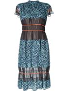 Kolor Sheer Flared Dress, Women's, Size: 2, Black, Cotton/lyocell