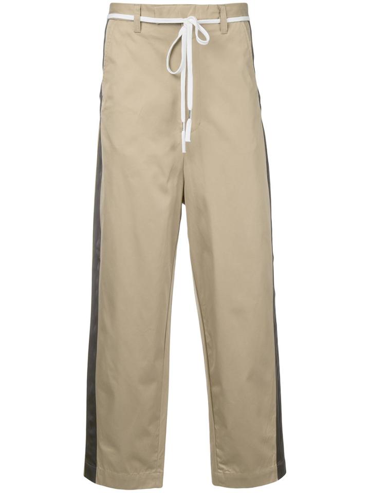 Jieda - Drawstring Loose Fit Trousers - Men - Cotton - 2, Nude/neutrals, Cotton