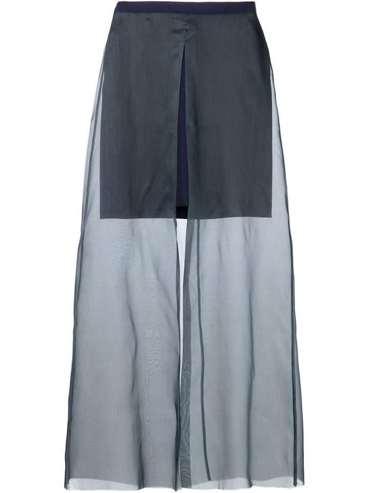 Yang Li Sheer Maxi Skirt, Women's, Size: 40, Green, Silk/mohair