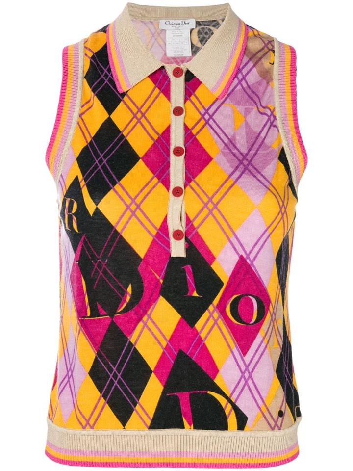Christian Dior Pre-owned Argyle Printed Vest - Pink