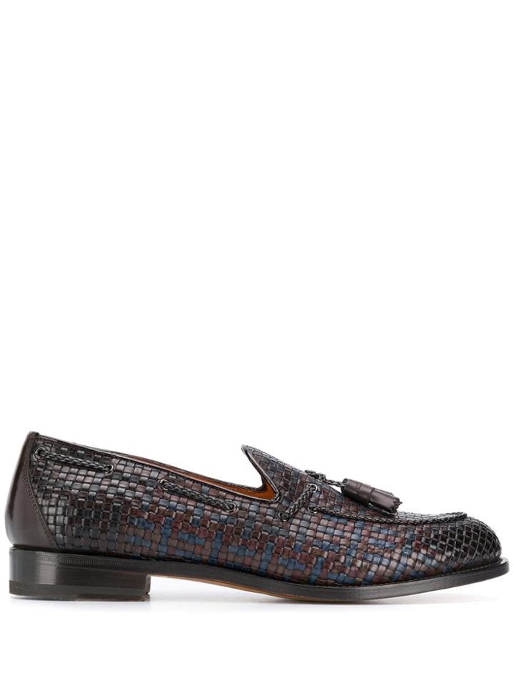 Santoni Woven Design Loafers - Brown
