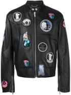 Versace Astronaut Patch Jacket, Men's, Size: 52, Black, Lamb Skin/viscose/cupro/cotton