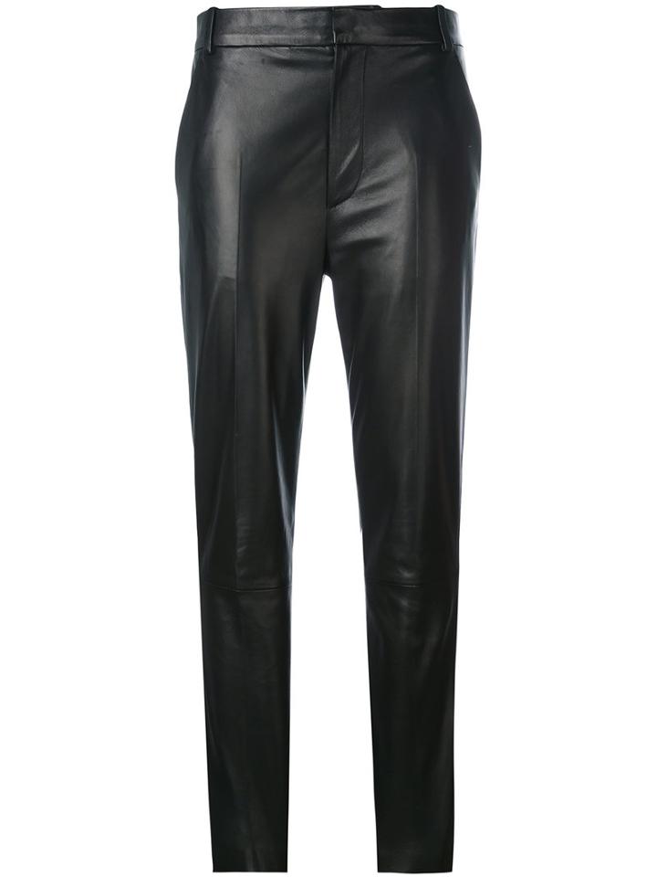 Haider Ackermann - Slim-fit Leather Trousers - Women - Leather/cotton/rayon - 36, Black, Leather/cotton/rayon