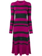 Proenza Schouler Striped Rib Knit Dress - Pink & Purple
