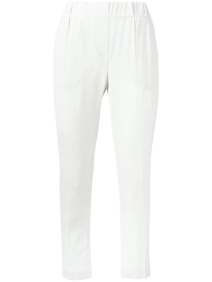 Brunello Cucinelli Slim-fit Trousers, Women's, Size: 44, White, Viscose