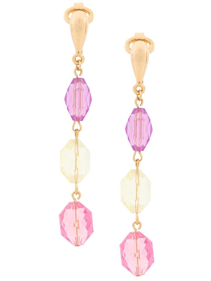 Susan Caplan Vintage 1980's Chandelier Earrings - Pink