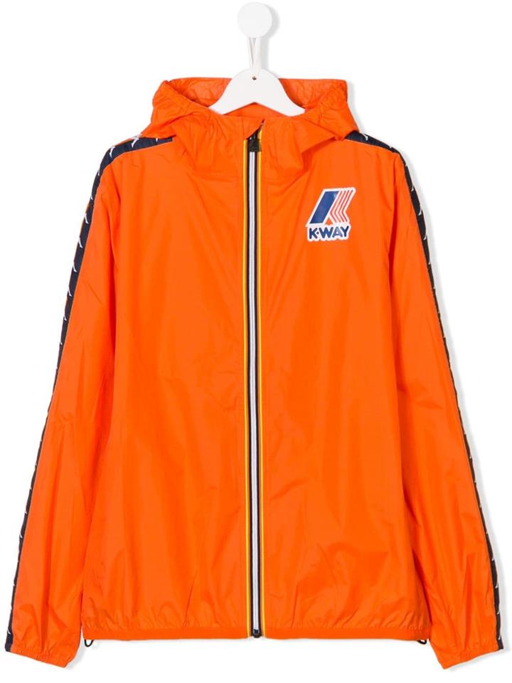 K Way Kids Teen K Way X Kappa Logo Trim Rain Jacket - Yellow & Orange