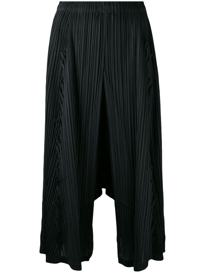 Pleats Please By Issey Miyake - Pleated Cropped Trousers - Women - Polyester - 5, Women's, Black, Polyester