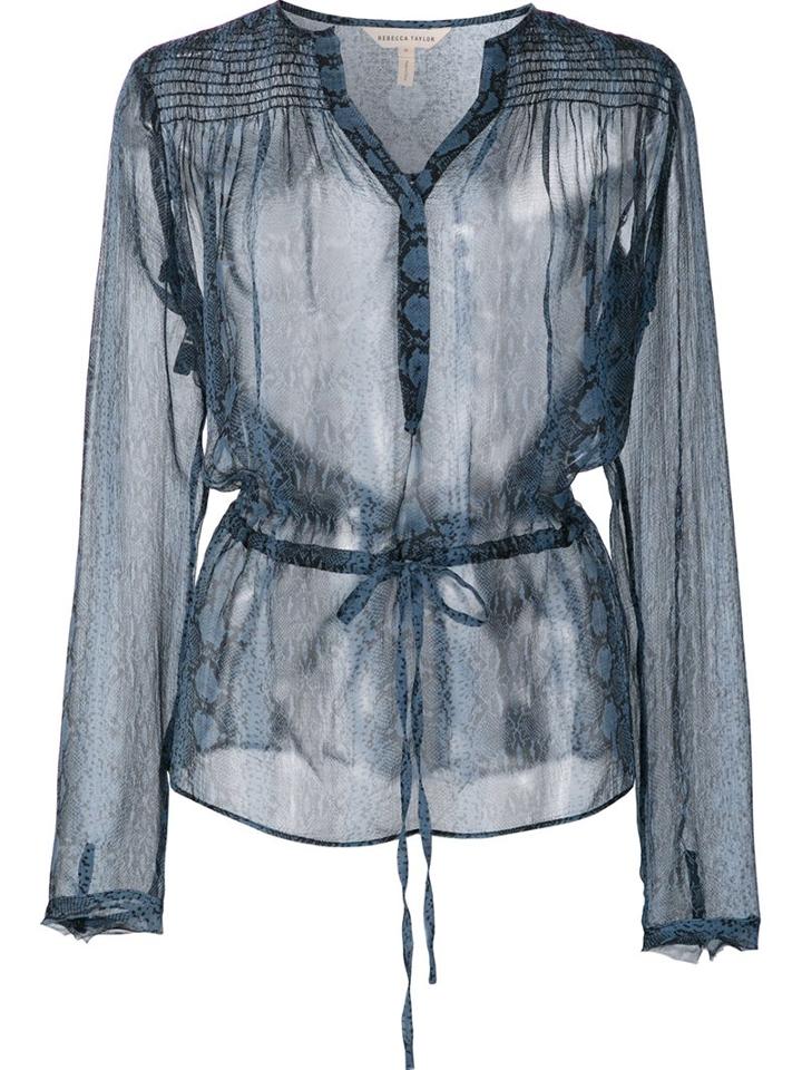 Rebecca Taylor Sheer Blouse, Women's, Size: 0, Blue, Silk