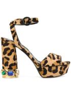 Casadei Leopard Print Platform Sandals - Brown