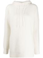 Ganni Ribbed Knitted Hoodie - White