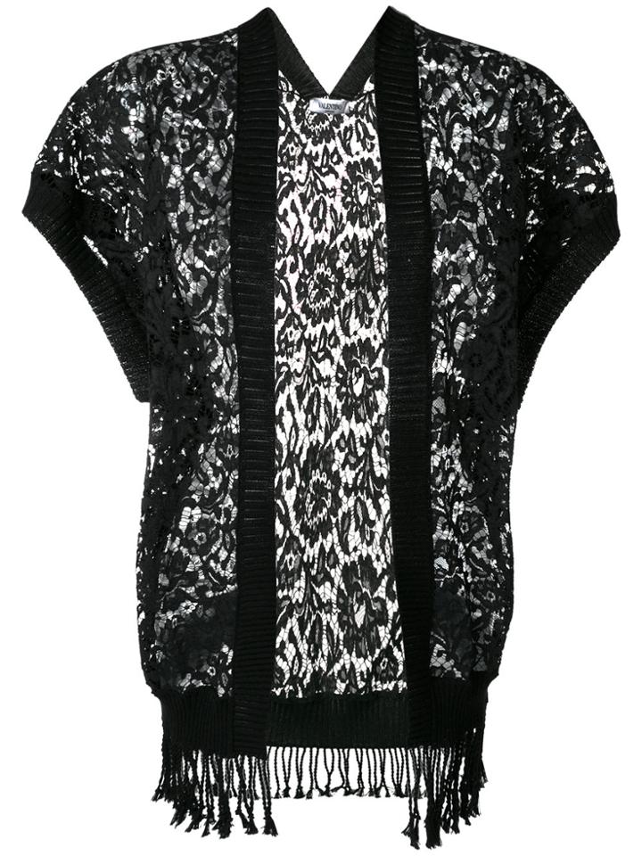 Valentino Lace Poncho - Black